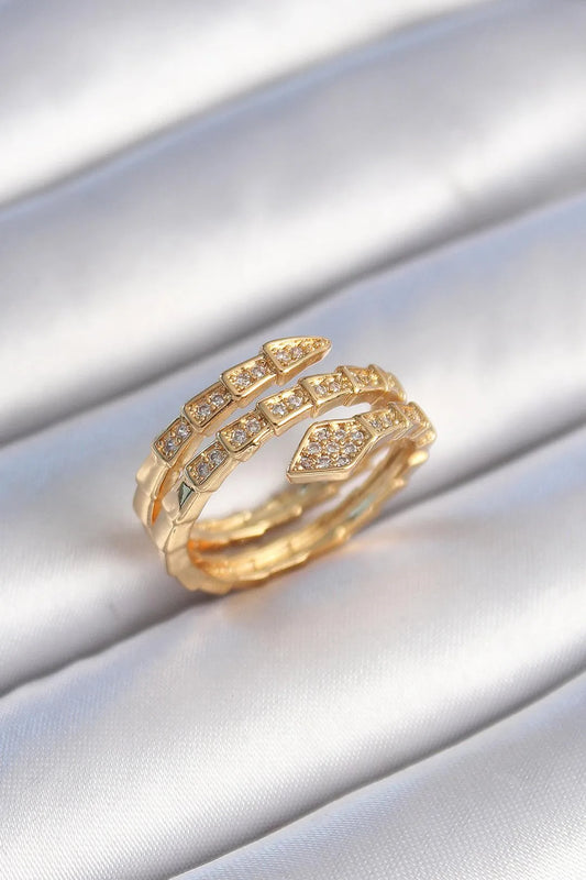 Gold Renk Zirkon Taşlı Yılan Model Kadın Yüzük