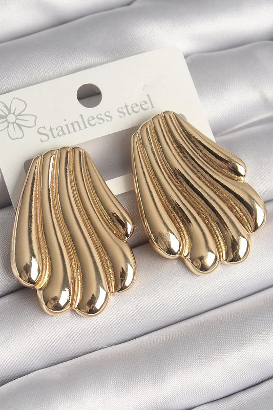 Gold Renk İşlemeli İstirdye Model Kadın Küpe