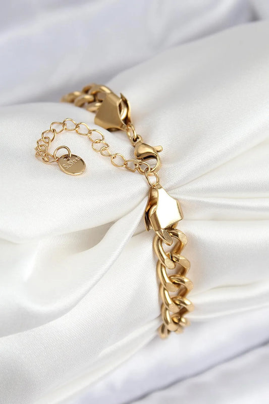 316L Çelik Basic Zincir Model Gold Renk Kadın Bileklik