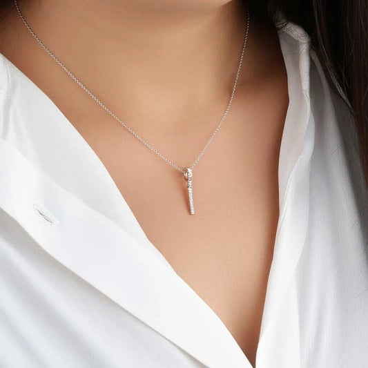 Minimal Zirkon Taşlı Gümüş Kolye