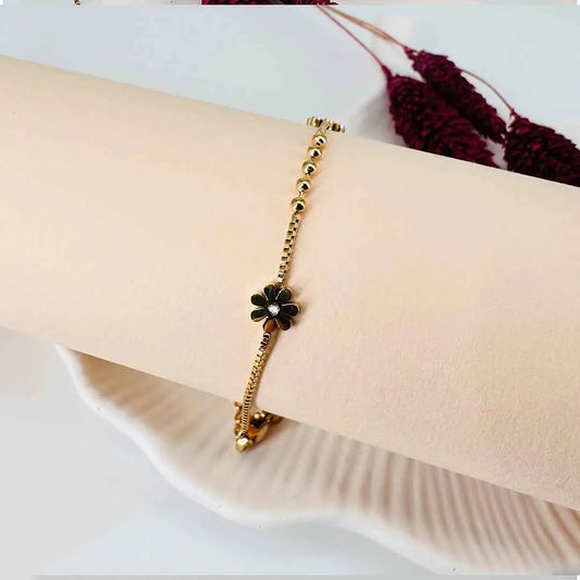 Papatya Detaylı Gold Bileklik
