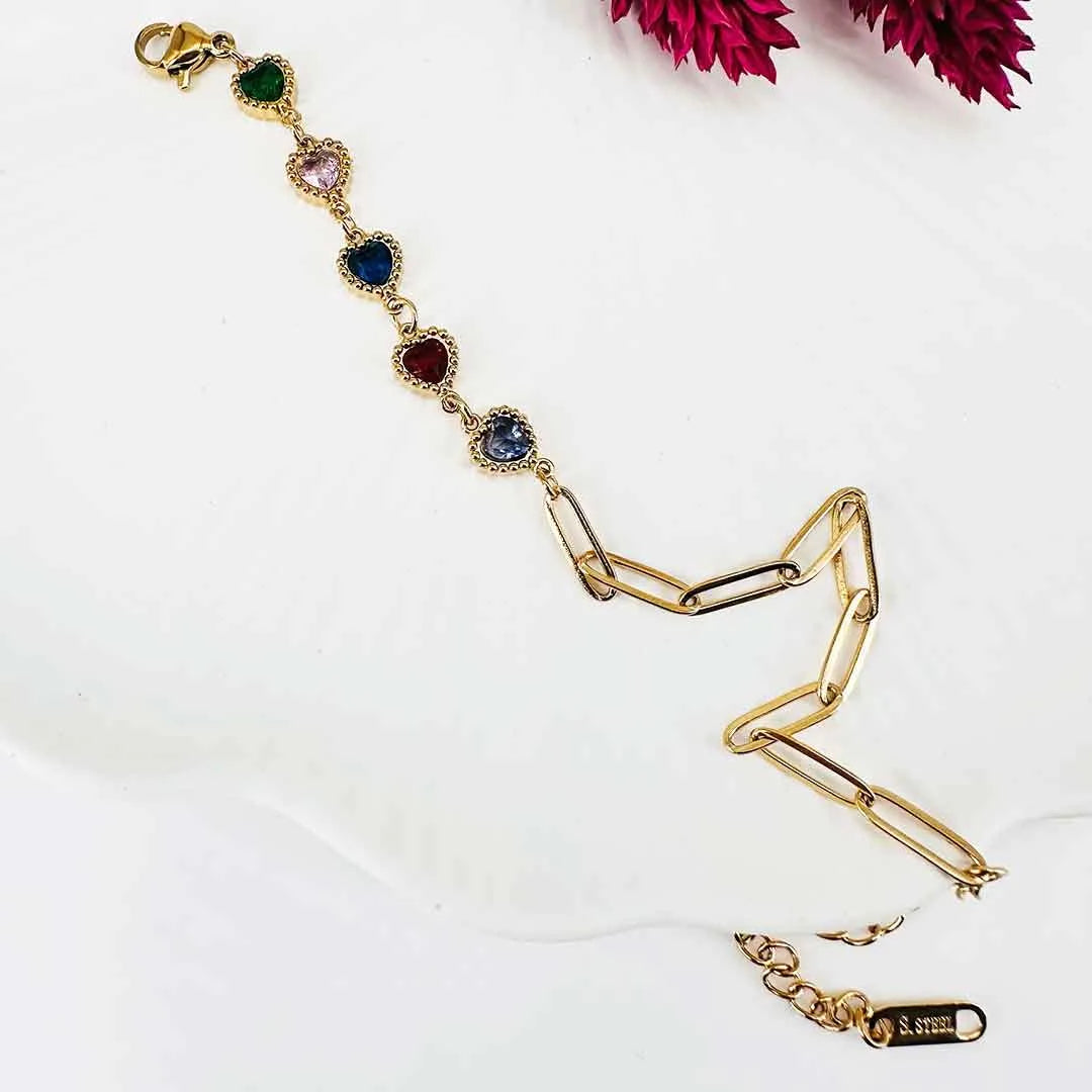 Kensky Zirkon Taşlı Gold Bileklik